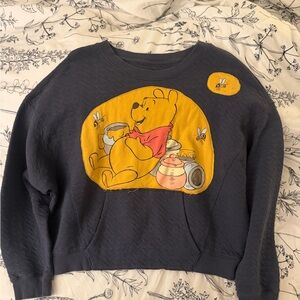 Hand Stitched Upcycled Winnie the Pooh Vintage Quilted Crewneck w/ front pocket